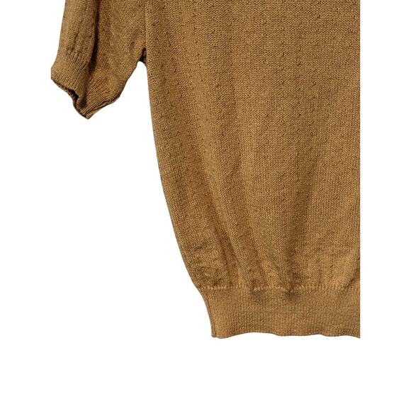 Vintage Southern Lady Women's Size Medium Gold Short Sleeve Knit Sweater - Picture 2 of 7